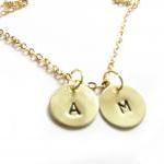 Brass Initial Necklace Hand..