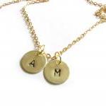 Brass Initial Necklace Hand..