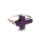 Purple Turquoise Cross Ring..