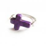 Purple Turquoise Cross Ring..