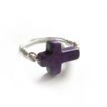 Purple Turquoise Cross Ring..