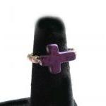 Purple Turquoise Cross Ring..