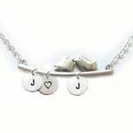 2 Bird Initial Necklace Cus..