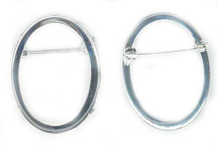 Pin Silver Plated Oval Cabochon Cameo Brooch Setting Jewelry Finding Supply 40x30mm Casting