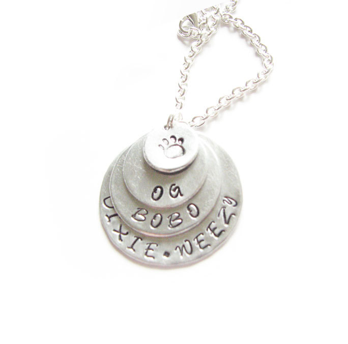 4 Hand Stamped Pendant 4 Layered Custom Necklace Name Symbol Custom Personalized chain