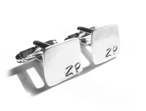 Square Hand Stamped Men Cufflinks personalized keepsake gift for him guys Father Wedding custom square cuff links