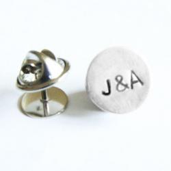 Tie Tack Monogram Lapel Pin Personalized Custom Accessory Gift for Groom Man Father Dad Groomsman tux studs