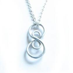 Silver Vertical Infinity Necklace Wire Wrapped Silver Plated Chain Jewelry
