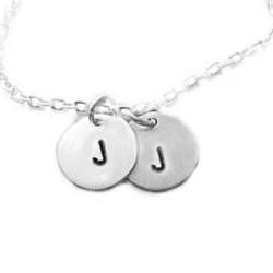 2 Initial Necklace Personalized Hand Stamped Pendant Charm wedding birthday girlfriend wife Aluminum or Brass or Copper