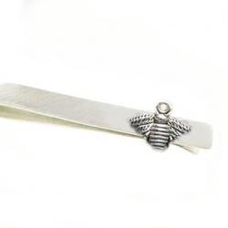 Honey Bee Tie Clip Aluminum Men Tie Bar Clip Personalized Groomsman for him Gift Keepsake