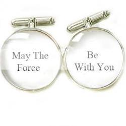 Men Cufflinks May the force be with you personalized keepsake gift for him guys Wedding father cuff links