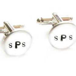 Round Initial Metal Hand Stamped Wedding Cufflinks personalized keepsake gift for him guys custom cuff links heart love