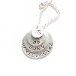 4 Hand Stamped Pendant 4 Layered Custom Necklace Name Symbol Custom Personalized chain