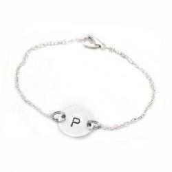 Custom Initial Bracelet Chain Customize Hand Stamped Personalized Circle bracelet