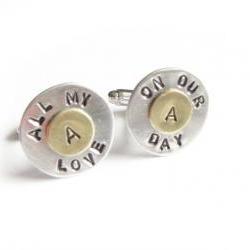 All my love Initial Cufflinks Hand Stamped Men Cuff links personalized keepsake gift for him guys wedding