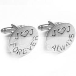 Love Forever Cufflinks Initial Heart Hand Stamped Men Cuff links Wedding personalized keepsake Gift for him aluminum or brass or copper